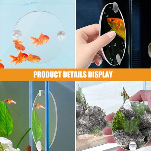INOOMP Fish Training Acrylic Mirror, Decorative Fish Exercise Mirror Round Betta Exercise with Suction Cups for Tank Decoration -3.5Inch