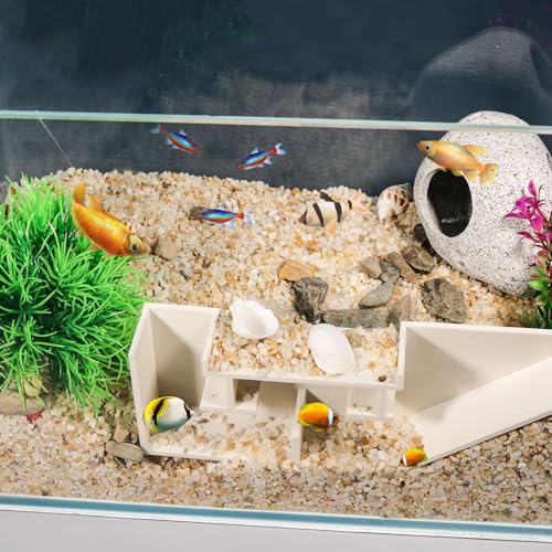 Aquarium Undergravel Fish Tunnel Cave Tunnel Fish Hide Fish Cave Corner Fish Tank Decorations Under Gravel Viewing Tunnel Fish Cave for Aquarium Hideout (White,Style 6) - color: White, style: Style 6