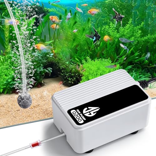 Aquarium Air Pump, Quiet Powerful Fish Tank Air Pump, Adjustable Fish Tank Bubbler with Air Stone, 2.3W/5.5W/8W Bubbler for Aquarium Fish Tank for Small Medium Large Fish Tank Up to 200 Gallon - size: 2.3 W(Tank Up to 80 Gallon Aquariums)