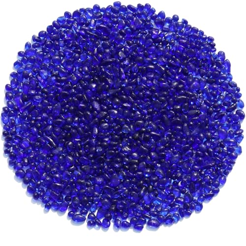 QYGL Sea Glass Stones - Cobalt Blue Clear Glass Pebbles Gemstones - Perfect for Aquarium Rocks, Fish Tank Gravel, Vase Fillers, DIY Crafts, and Home Decor (0.9LB/14oz) - color: Cobalt Blue