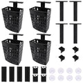 4 Pack Aquarium Plant Holder, Fish Tank Plant Basket with Extendable Hook and Suction Cup, Adjustable Planter for Aquaponic Cultivation and Aquascape Decor (Black)