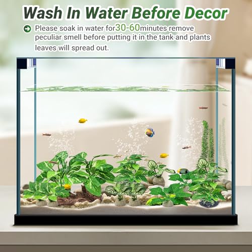 GOZILLA Silk Fish Tank Plants,Reptile Artificial Plant,Reptile Plants for Terrarium,Aquarium Decorations Accessories Set,Resin Driftwood Artificial Silk Aquarium Plant for Fish Tank.(11PCS/A-Set) - color: 11pcs/A-set