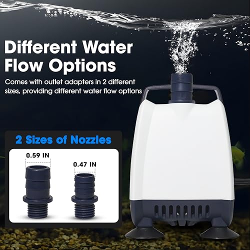 Aquarium Water Pump for Fish Tank Water Change, Small Submersible Aquarium Pump 25W Mini Water Pump for Aquariums, Quiet Fish Tank Pump Drain & Sump by MCDrumfilter