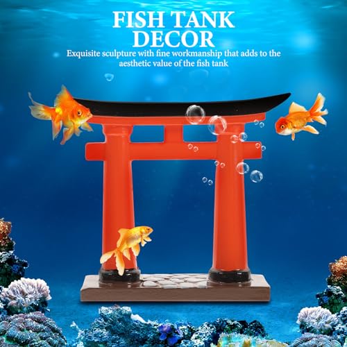 IMIKEYA Japanese Torii Gate Fish Tank Decoration Bonsai Torii Fish Aquarium Decoration Chinese Decor Mini Torii Gate Model Terrarium Fairy Gardens Supplies Aquarium Landscape Prop The Bird