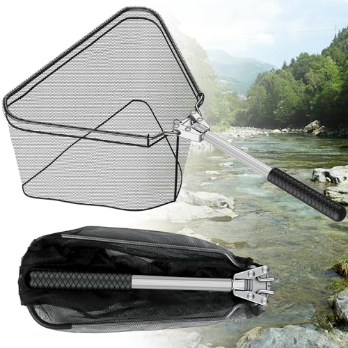 Pawfly Fishing Net with Collapsible Aluminum Handle and Nylon Mesh for Aquarium Pond Freshwater and Saltwater, Minnow Net for Bait and Trout, Portable Fishing Landing Net