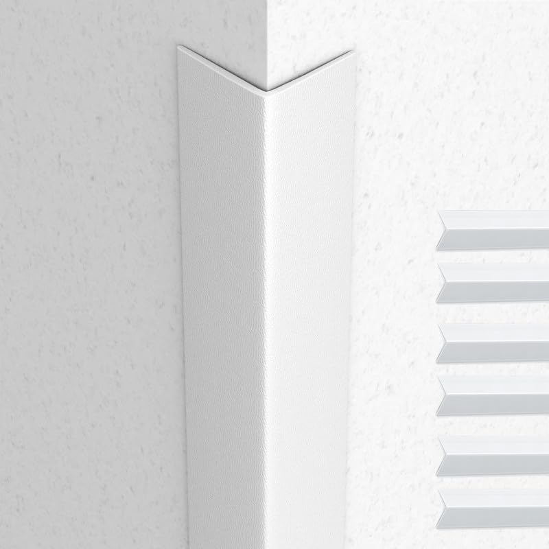 Proflex Wall Corner Protector - White Textured 1 inch x 60 inch, Pack of 6 - Self Adhesive Corner Guards for Walls Edge Protection – Easy to Apply – No Tools Needed - color: White, size: 1 x 60 In - (6PCS)