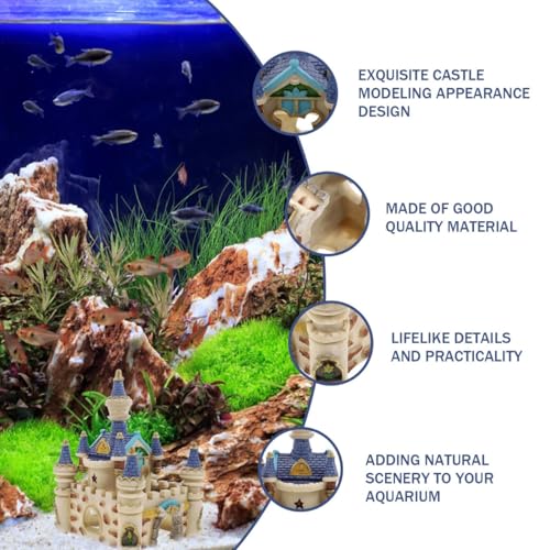 balacoo Fish Tank Castle Decor 5.70X4.33X4.33In Aquarium Underwater Castle Ornament Resin Hideout for Betta Tropical Fish