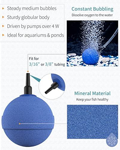 Pawfly Aquarium Air Stone Bubbler 2 Inch, Oxygen Diffuser Airstone for Air Pump Fish Tank Bucket Pond and DWC Reservoir, 8 Pack - color: 8 Pack(Blue)