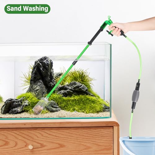 AQQA Aquarium Siphon Gravel Vacuum Fish Tank Cleaner kit,Stress Ball Python Water Changer,Extendable Length and Fixed On Fish Tank,Manually Water Changer Wash Sand L - size: M