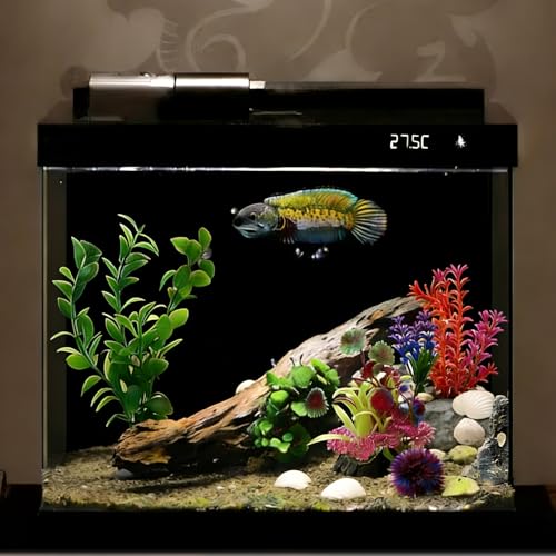 Aquarium Artificial Plastic Plants Decorations Goldfish Betta Cave Rock Hideout Fish Bowl Ornaments Plants Colorful Vivid Fish Tank Small Large Artificial Plants Seaweed Sets Aquarium Decor - color: Green_pink