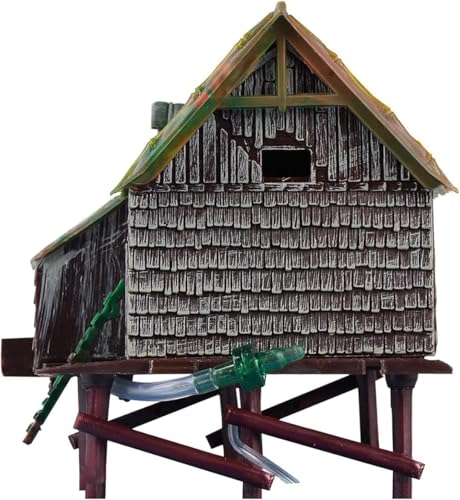 RUIAN Aquarium Decorations Waterwheel Hut (Big Water Truck) Air Action Aerating Fish Tank Ornaments Air Bubbler Movement Decorations