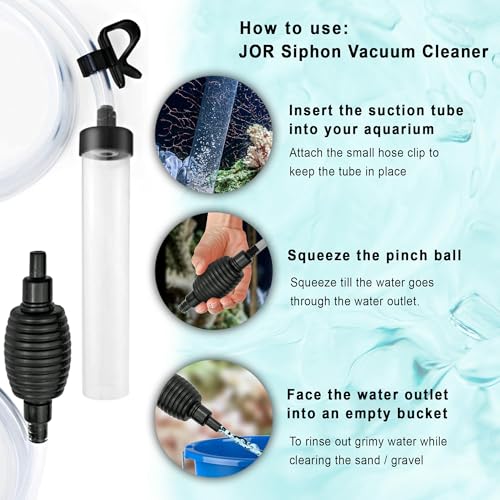 SunGrow Aquarium Maintenance Kit with Priming Bulb, 65-Inches, Easy to Use, Perfect for Small Fish Tanks, 2-Minutes to Assemble (Black, Gravel & Sand cleaner) - color: Black