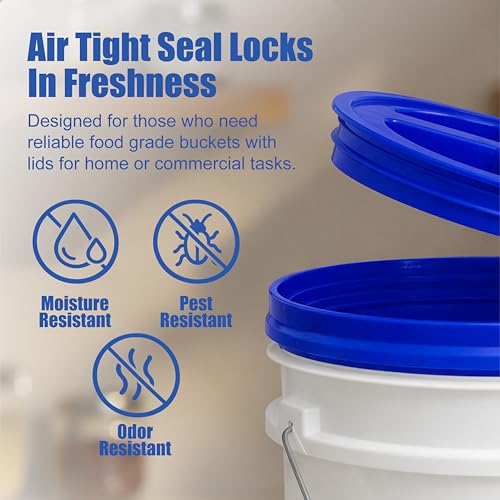 ePackageSupply 3.5 Gallon Bucket with Lid - Food Grade Bucket with Airtight Gamma Seal Screw-On Lid, 90 Mil Heavy Duty HDPE Plastic, BPA Free, for Bulk Food Storage, Made in USA - Blue, 6 Packs - color: Blue, size: 6 Packs