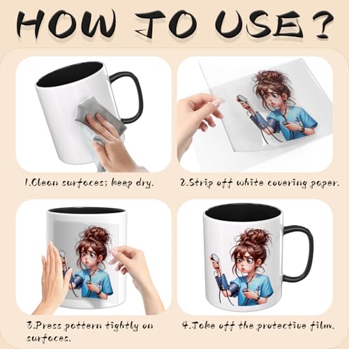 UV DTF Cup Wraps, 4 Sheets Nurse Quotes 16oz Glass Cups, Clear Transfer Stickers for Tumblers and Bottles, Assorted Pattern Set - style: Nurse Quotes