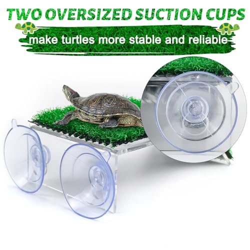 Keedolla Small Turtle Basking Platform Simulation Grass Turtle Ramp, Turtle Resting Basking Dock Floating Décor for Aquatic Turttle Reptile Frog Terrapin