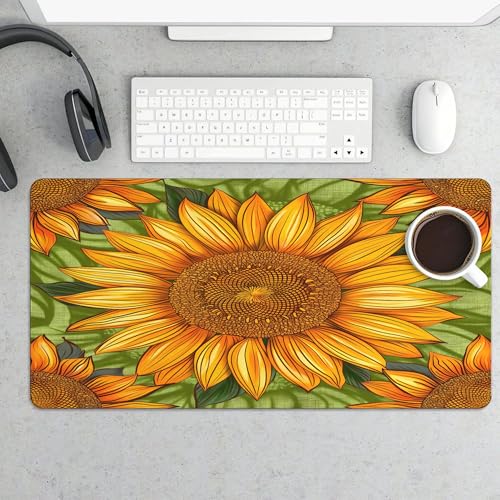 XXL Gaming Mouse Pad Sunflower Vintage Flower XXL Gaming Mouse Pad Large Desk Mat Protector for Desktop, Anti-Slip Rubber Extended Computer Keyboard Mat Writing Pad, 11.8 * 27.5 in,B-1477 - color: B-1477, size: 11.8*27.5 In