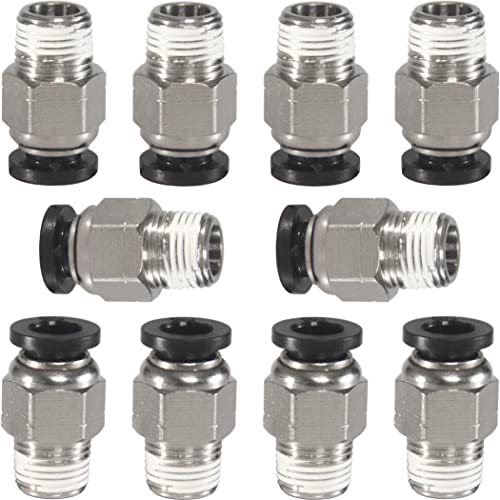 1/4 Air hose fittings, Push to Connect Air fittings Male Straight 1/4 Inch Tube OD x 1/8 NPT Thread Fitting (Pack of 10) - size: OD 1/4 - NPT 1/8, style: Male thread