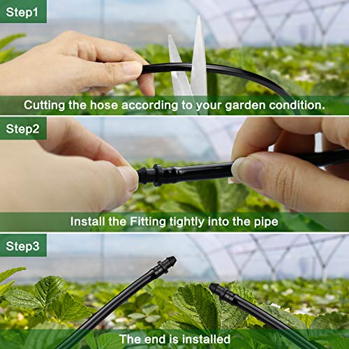 70 Pack Drip Irrigation Universal 1/4" Barbed End Plug Fittings, Barbed Connectors for Drip or Sprinkler System - size: 70P-End Plug Fittings
