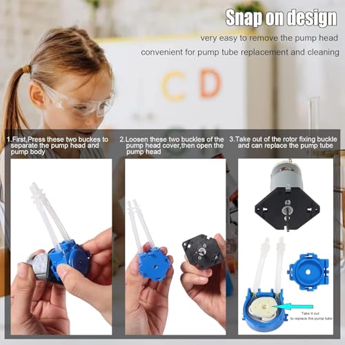 12V DC Dosing Pump Peristaltic Dosing Head Low Flow Peristaltic Pump with Connector and 5M 3mmx5mm Tube - size: Straight board