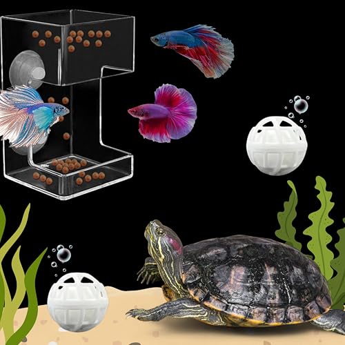 Acrylic Fish Feeding Tube For Turtle And Filter Balls, Fish Feeder Ring And Nitrifying Ball, Betta Feeding Ring, Turtle Enrichment Toys, Floating Betta Food Holder, Aquarium Feeder Tubes (Clear, Tube) - size: Tube