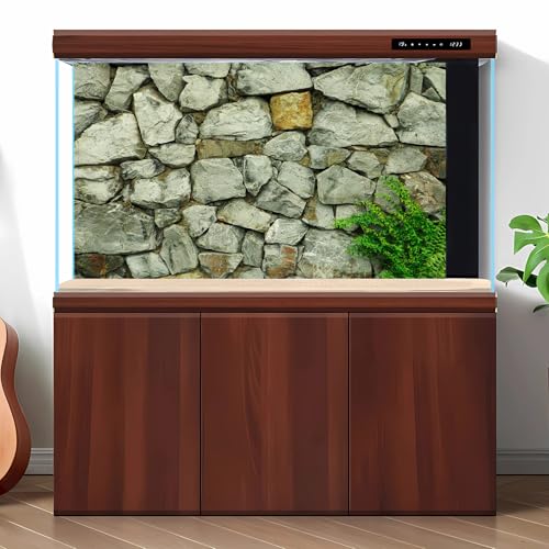 Stone Aquarium Background Natural Rock Fish Tank Background Rocky Glass Terrarium Background Stone Rock Reptile Habitat Background Poster Stone Wall with Green Grass Aquarium Backdrop 24x16in - color: Grey_Green, size: 24(W)x16(H)inches/ 60(W)*40cm(H)