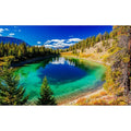 Majestic Lake Aquarium Background Aquamarine Blue-Green Shades Five Lakes Fish Tank Background Scenic Serene Pine Trees Terrarium Backgrounds Tranquil Valley Lakes Reptile Tank Backgrounds 24x12in - color: Blue_Green, size: 24(W)x12(H)in