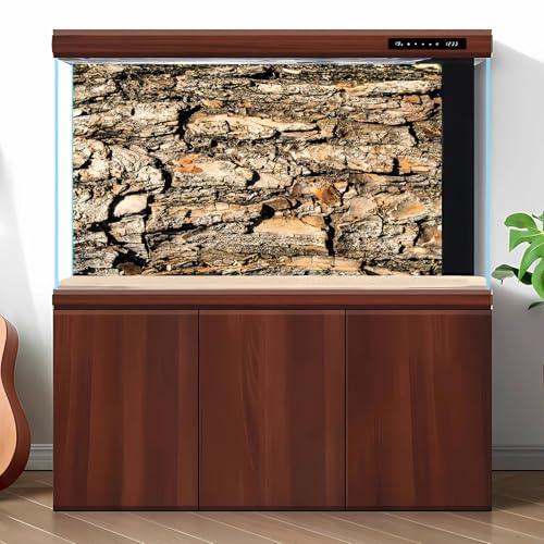 Tree Bark Texture Aquarium Background Rugged Tree Trunk Reptile Tank Background Aged Rough Natural Wooden Bark Habitat Terrarium Background Wooden Textured Aquarium Fish Tank Background Decor 24x16in - color: Brown_Grey, size: 24(W)x16(H)inches/ 60(W)*40c