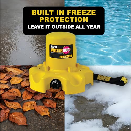 Wayne WaterBUG Automatic Pool Cover Pump – Freeze-Protected Submersible Water Pump for Winter Pool Covers, 1,900 GPH, Above Ground & In-Ground Pools, 25 ft Cord - style: WaterBUG Pool Cover