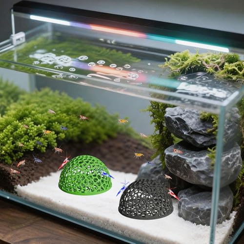4 PCS Shrimp Dome Hide, Aquarium Shrimp Cave Hideout, Shrimp Hides for Aquarium Small Fish Guppy Shrimp Habitat Rest
