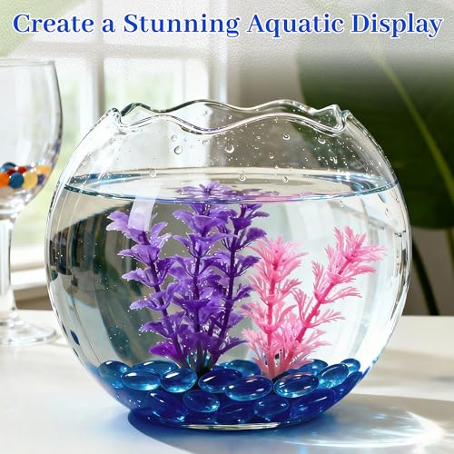 Blue Flat Glass Marbles, 1 lb Transparent Vase Filler Pebbles Gems, Decorative Glass Beads for Vases, Table Scatter, Crafts, Floral, Mancala Stones, Centerpieces, Aquarium Rocks for Fish Tank - color: Blue