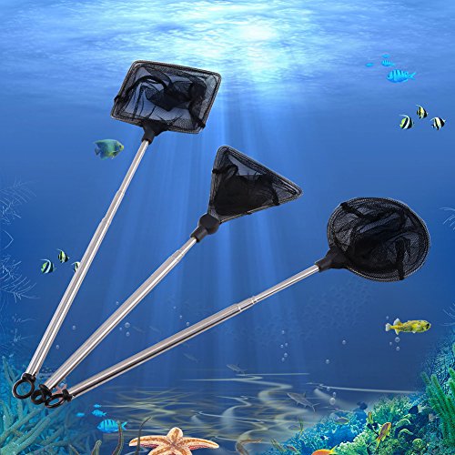Telescopic Fishing Landing Net for Aquarium, Pond & Shore – Round Mesh Design, Lightweight Aluminum Grip, Foldable for Easy Storage (Compatible with Small Fish & Shrimp)