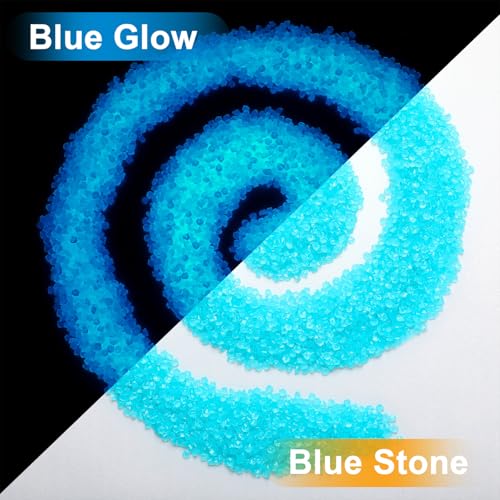 Landical 40000 Pcs 3-5mm Glow in The Dark Rocks for Fish Tank Aquarium Luminous Gravel Bulk Pebble Craft Small Landscaping Glow Sand Stone for Potted Plant Succulent Decor, 2.2 Lb/ 1 kg(Light Blue) - color: Light Blue