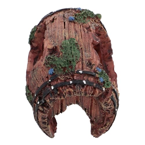 Homoyoyo Resin Shrimp Hideout Aquarium Decoration Barrel Fish Tank Landscaping Ornament Large Red Shelter Cave for Freshwater Fish and Shrimp Habitat