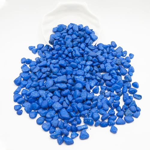 Blue Pebbles for Crafts, 0.9 Pound Natural Polished Aquarium Gravel, Decorative Pebbles for Indoor Plants, Turtle Tank, Vase, Succulents Cactus, Garden Landscaping - color: Blue