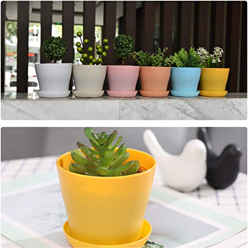 JERIA 16-Pack 4" Plastic Flower Plant Pots Thickened Seedlings Nursery Pots, Colorful Flower Plant Container Seed Starting Pots with Pallet (8 Colors) - color: Multicolor