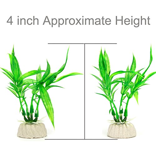 10 Pack Artificial Aquarium Plants, Small Size 4 inch Approximate Height Fish Tank Decorations Home Décor Plastic Green