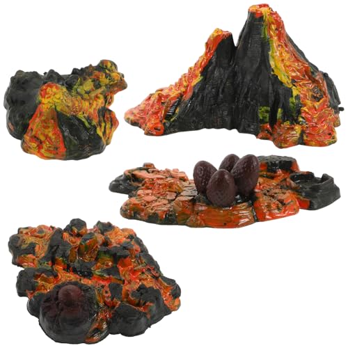 Milisten Dinosaur Volcano Ornaments 4Pcs Miniature Erupting Volcano Models for Aquarium Fairy Garden Desktop Decor Micro Landscape Bonsai Accessories