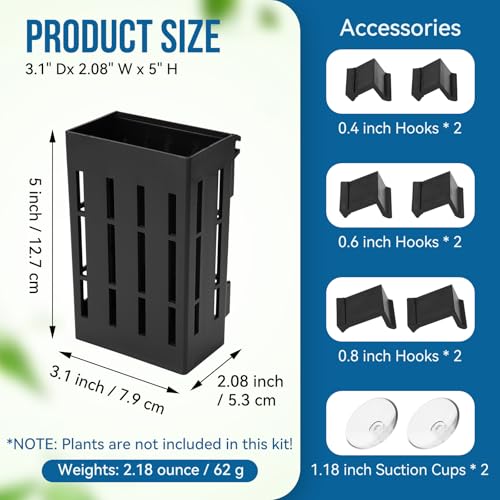 Upgraded Large Aquarium Plant Holder with Hooks and Suction Cups for Fish Tank Aquaponic Plant Cultivation and Aquascape Decorations (Black) - color: Upgraded Black-4 Pieces