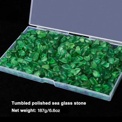 QEQEKAKA Sea Glass Stones for Crafts About 0.5LB (187g/6.6oz) Glass Pebbles Gemstones Bulk for Beaching Wedding DIY Decoration Aquarium Turtle Tank Vase Filler - color: Green, size: 0.5LB (187g/6.6oz)