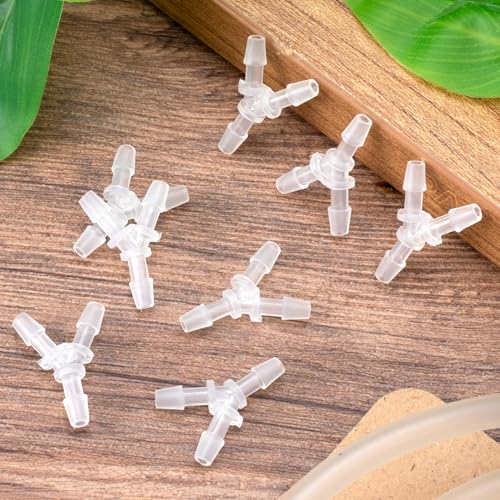 PAGOW 4 Pcs Plastic Hose Splitter, Y Shaped 3 Way Plastic Tubing Joint Splicer for Oxygen Tubing Pipe Household Fuel Gas Liquid Air (1/8") - size: 1/8" (4 Pcs)