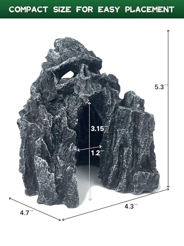 Aquarium Decor - Small Skull Rock Cave for Fish Tank, Aquarium Hideout Ornament with Skull Texture for Betta, Guppy, Shrimp, Spider - Aquatic Hide Decoration, Fish Hiding House（Black） - color: Hollow Skull Décor - Black