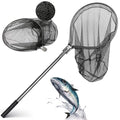 Heavy Duty Extra Large Rubber Fishing Net - Aluminum Telescoping Handle (67-100in), 20in Net Opening for Saltwater Fishing