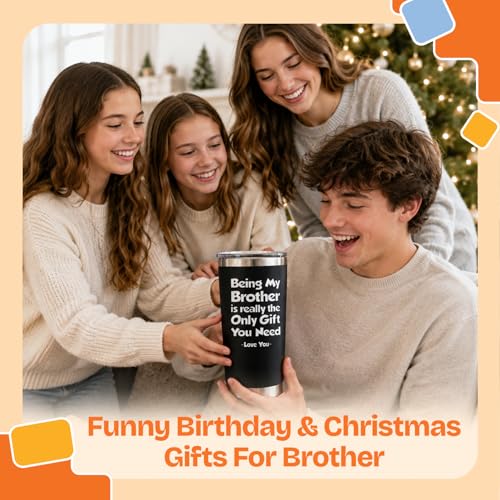 NewEleven Funny Fathers Day Gift For Brother - Birthday Gift For Big, Little Brother, Siblings, Brothers In Law - Funny Gag Gifts For Young Men, Teen Boys - 20 Oz Tumbler - color: Being brother black