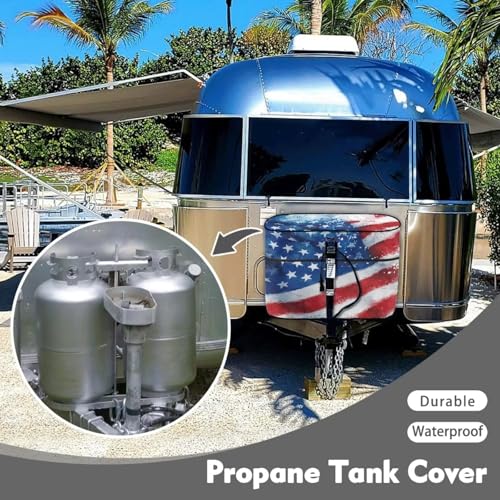 American Flag Camper Propane Tank Cover Replacement Cover for RV/Trailer/Camper Waterproof RV Propane Tank Cover Easy to Install Clean - color: American Flag Print, size: Small-Double 20LB