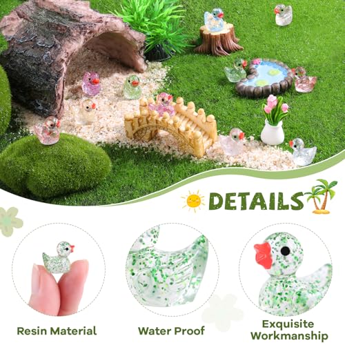 TINKRSTUFF 120PCS Mini Resin Animals Cute Colorful Glitter Tiny Ducks, Miniature Resin Figures to Hide, Little Animal Accessories Bulk for Topper Garden Dollhouse Landscape Aquarium Ornament DIY Craft - color: Colorful Glitter Ducks-120pcs