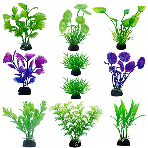 10PCS Plastic Artificial Aquarium Plants, Fake Realistic Plants for Aquarium Fish Tank Vivid - color: 10pcs Multicolor