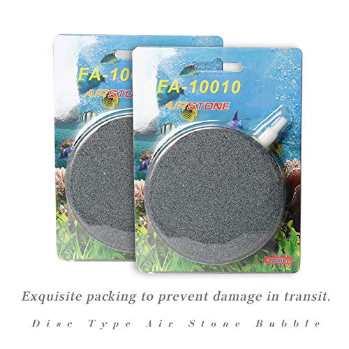 Quickun 4 Inch Updated Crazy Air Disc Stone Cylinder Bubbler Plus Diffuser Aquarium Fish Tank Hydroponics Pump Airstones Diffuser 3/16" 5/16" Hose ID, Pack of 2 - size: 4"