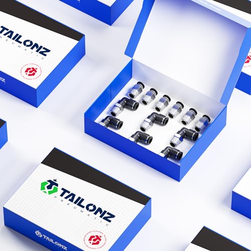 TAILONZ PNEUMATIC Elbow and Straight Combination 1/4 Inch Tube OD x 1/2 Inch NPT Thread Push to Connect Fittings PC-1/4-N4+PL-1/4-N4(Pack of 12) - size: 1/4"OD x 1/2"NPT