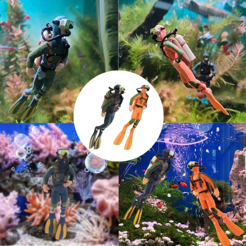 2 Pack Aquarium Diver Ornaments - Floating Fish Tank Decorations for Creative Marine Landscaping for All Fish Tanks (Little Diver Decorative Pendants)