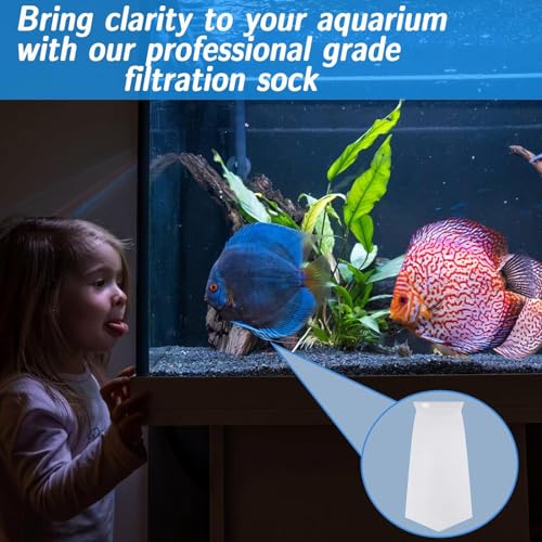 Tranqun 4 Pack Rectangle Filter Sock 200 μm 7 x 4.5 Inch Aquarium Filter Bags Aquarium Filter Accessories for Fish Tank Freshwater Saltwater Aquariums